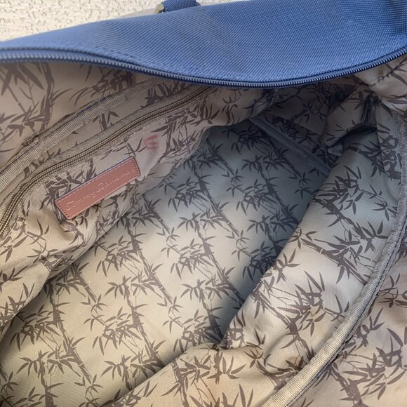 Tommy Bahama Canvas Travel Bag Mojito Blue Duffle Basketweave Trim 20" x 14" x 8 - Picture 8 of 12